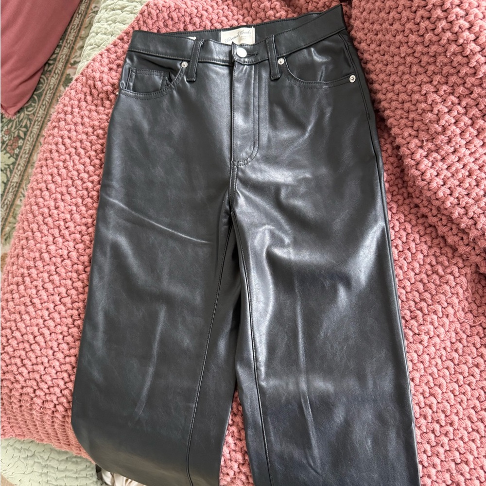Universal Thread Black Faux Leather High-Rise Straight Pants
